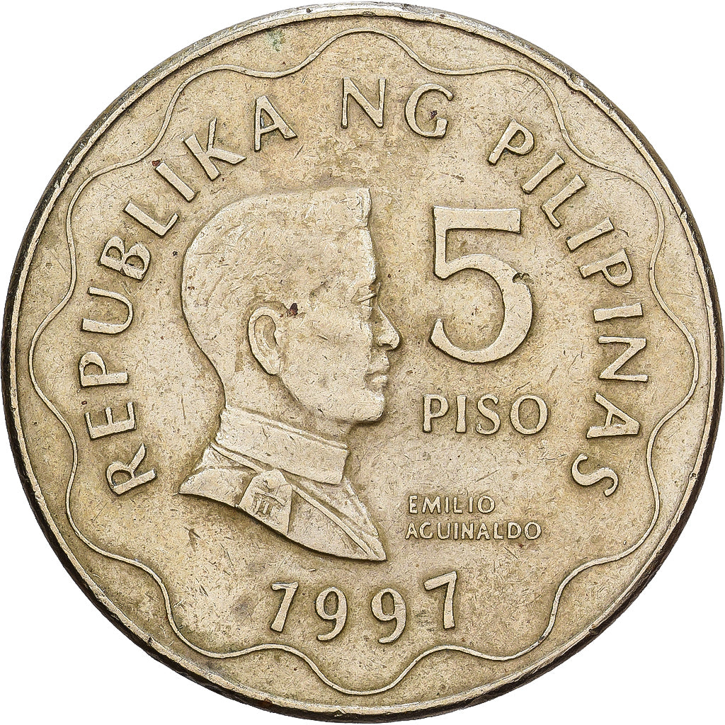 Philippines, 5 Piso, 1997, Acier plaqué laiton, VF(30-35), KM:272
