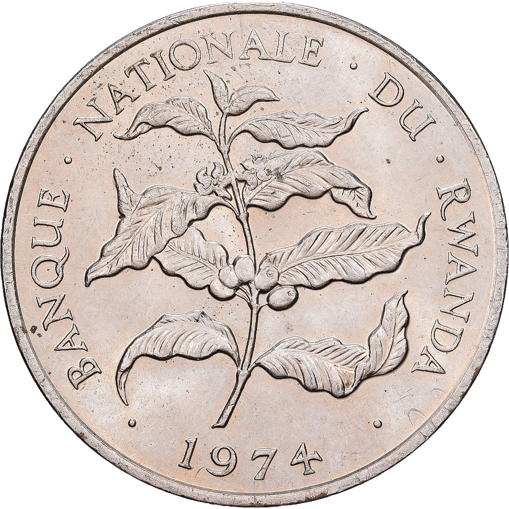 RWANDA, 10 Francs, 1974, British Royal Mint, KM #14.1, EF(40-45),...