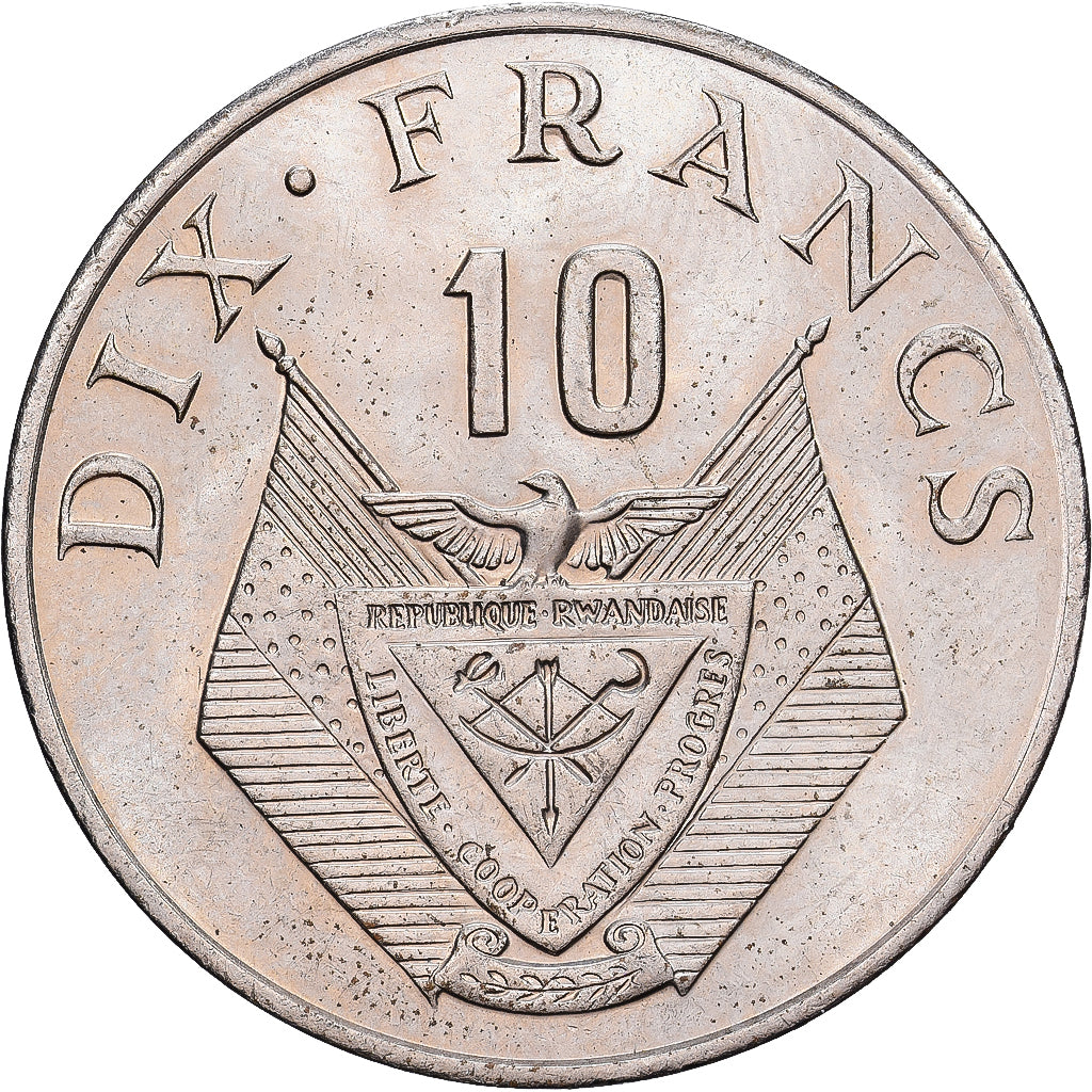 RWANDA, 10 Francs, 1974, British Royal Mint, KM #14.1, EF(40-45),...