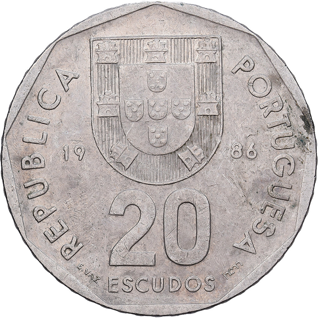 Portugal, 20 Escudos, 1986, Lisbon, VF(30-35), Copper-nickel, KM:634.1