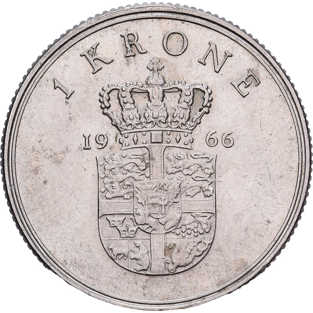 Denmark, Frederik IX, Krone, 1966, Copenhagen, Copper-nickel, VF(30-35)