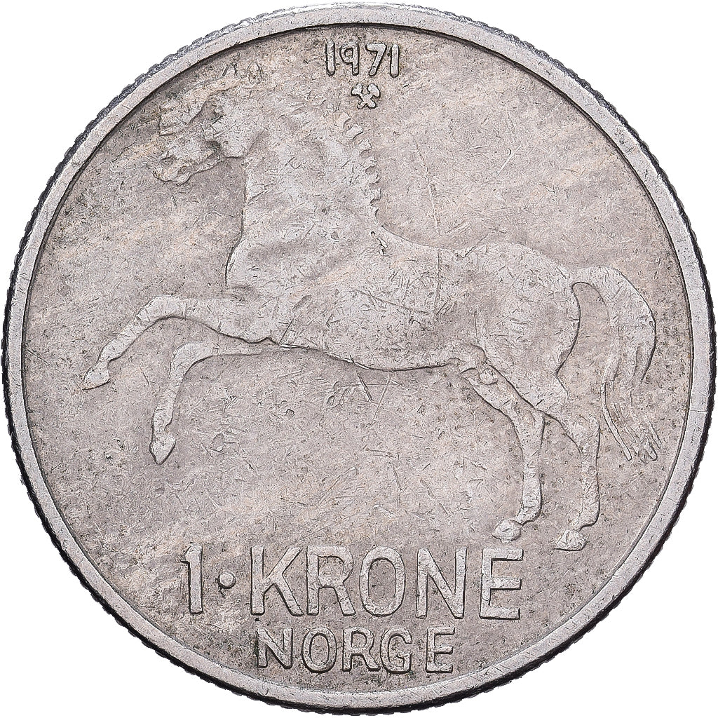 Norway, Olav V, Krone, 1971, Royal Norwegian Mint, Copper-nickel, EF(40-45)