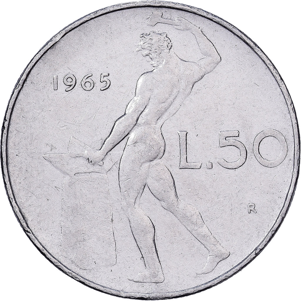 Italie, 50 Lire, 1965, Rome, Acier inoxydable, TTB+, KM:95.1
