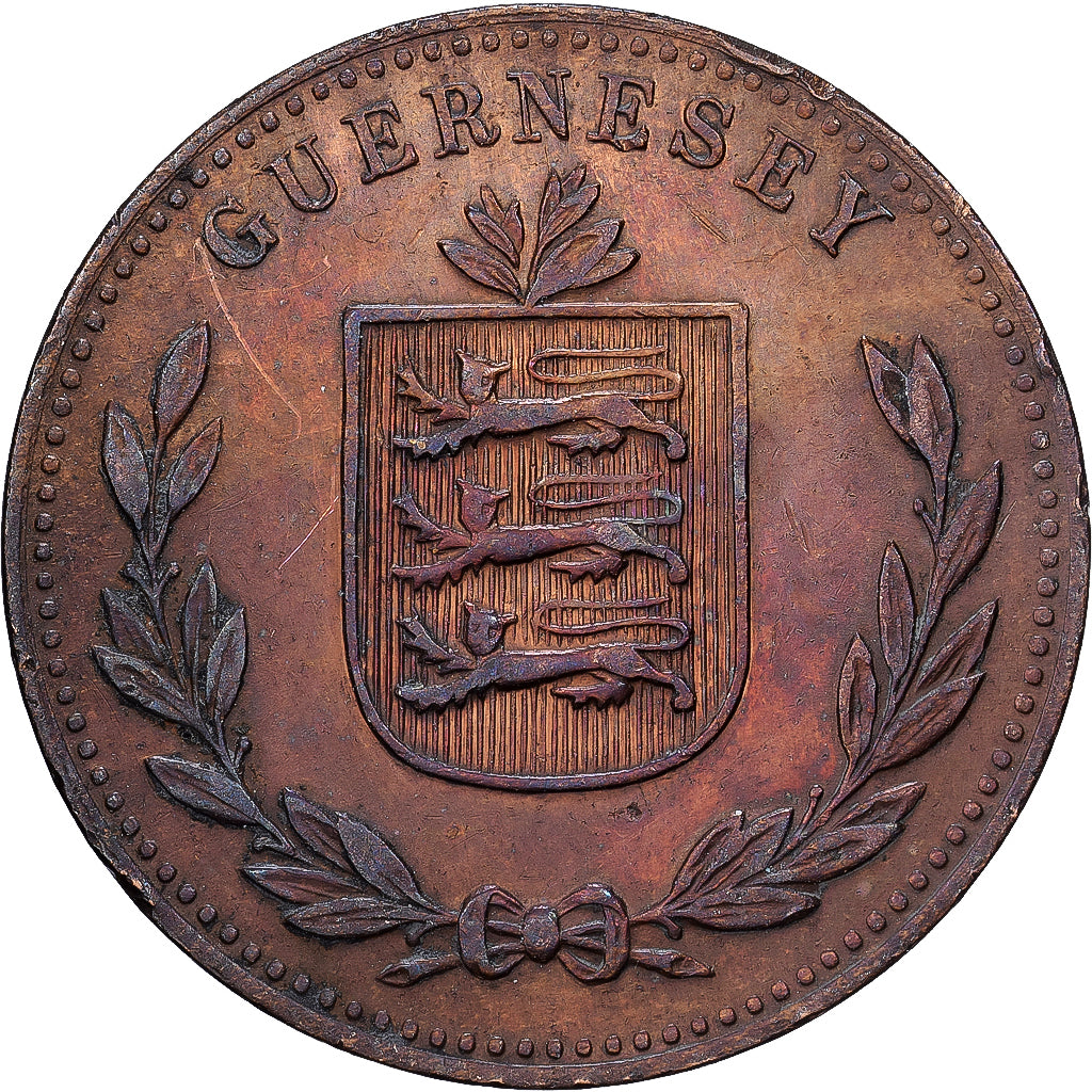Guernsey, 8 Doubles, 1914, Heaton, Bronzen, ZF, KM:14