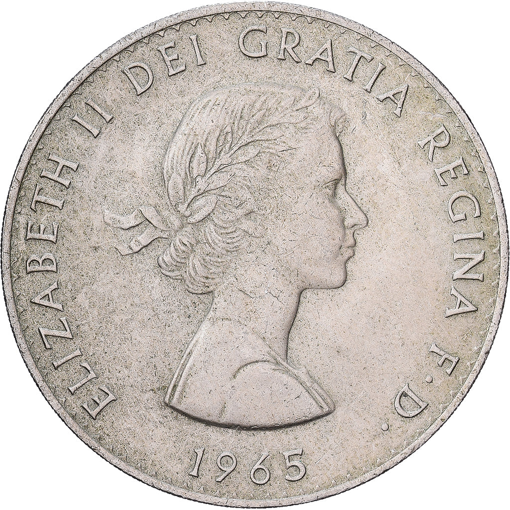 Groot Bretagne, Elizabeth II, Crown, Churchill, 1965, Cupro-nikkel, FR+, KM:910