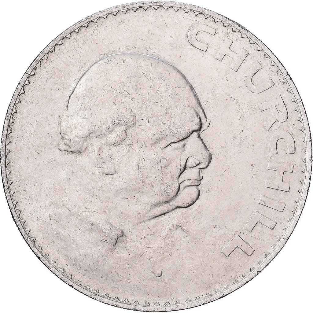 Groot Bretagne, Elizabeth II, Crown, Churchill, 1965, Cupro-nikkel, FR+, KM:910