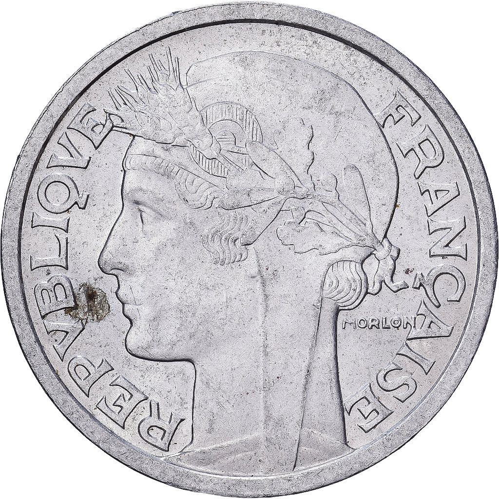 Frankrijk, 2 Francs, Morlon, 1950, Beaumont-Le-Roger, Aluminium, FR+