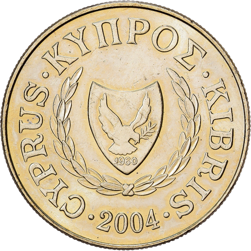 Chipre, 20 Cents, 2004, Níquel - latón, EBC, KM:62.2