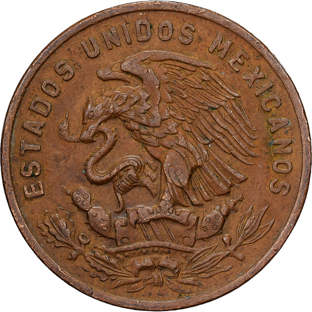 Mexico, 20 Centavos, 1956, Mexico City, Bronzen, FR+, KM:440