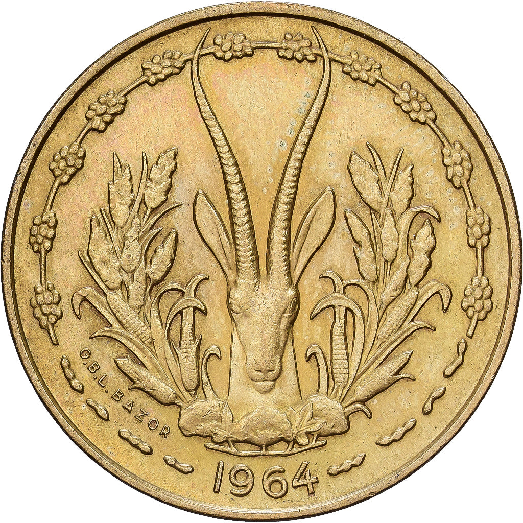 Estados del África Occidental, 10 Francs, 1964, Paris, Aluminio - bronce, MBC+