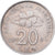 Moneta, Malesia, 20 Sen, 1990, BB, Rame-nichel, KM:52