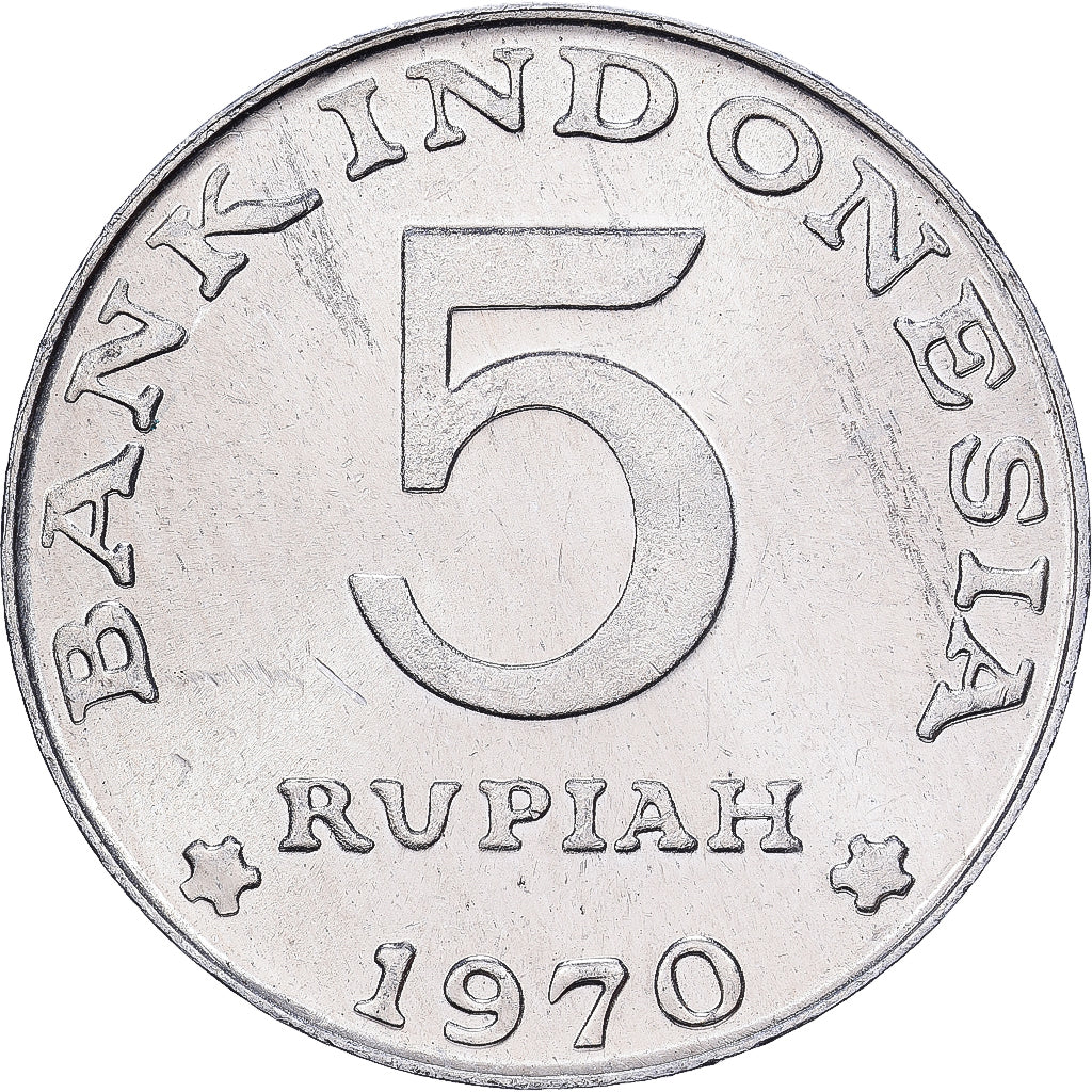 Indonesia, 5 Rupiah, 1970, Alluminio, BB+, KM:22