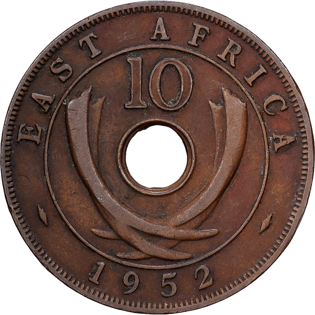 ÁFRICA ORIENTAL, George VI, 10 Cents, 1952, Bronze, EF(40-45), KM:34