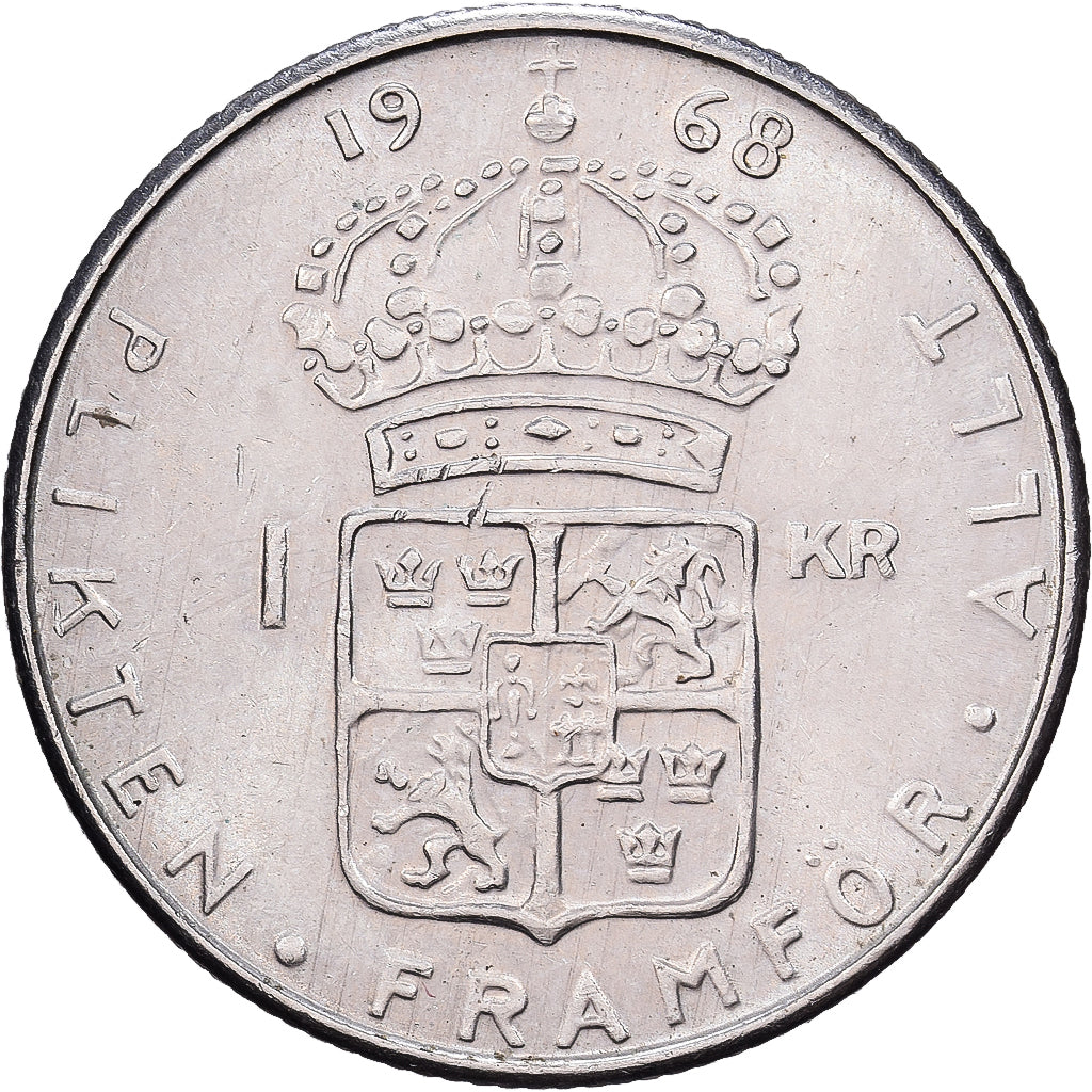 Suecia, 1 Krona, 1968, Kungsholmen, Níquel, MBC+, KM:826