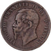 Moneda, Italia, Vittorio Emanuele II, 10 Centesimi, 1866, Torino, BC+, Cobre
