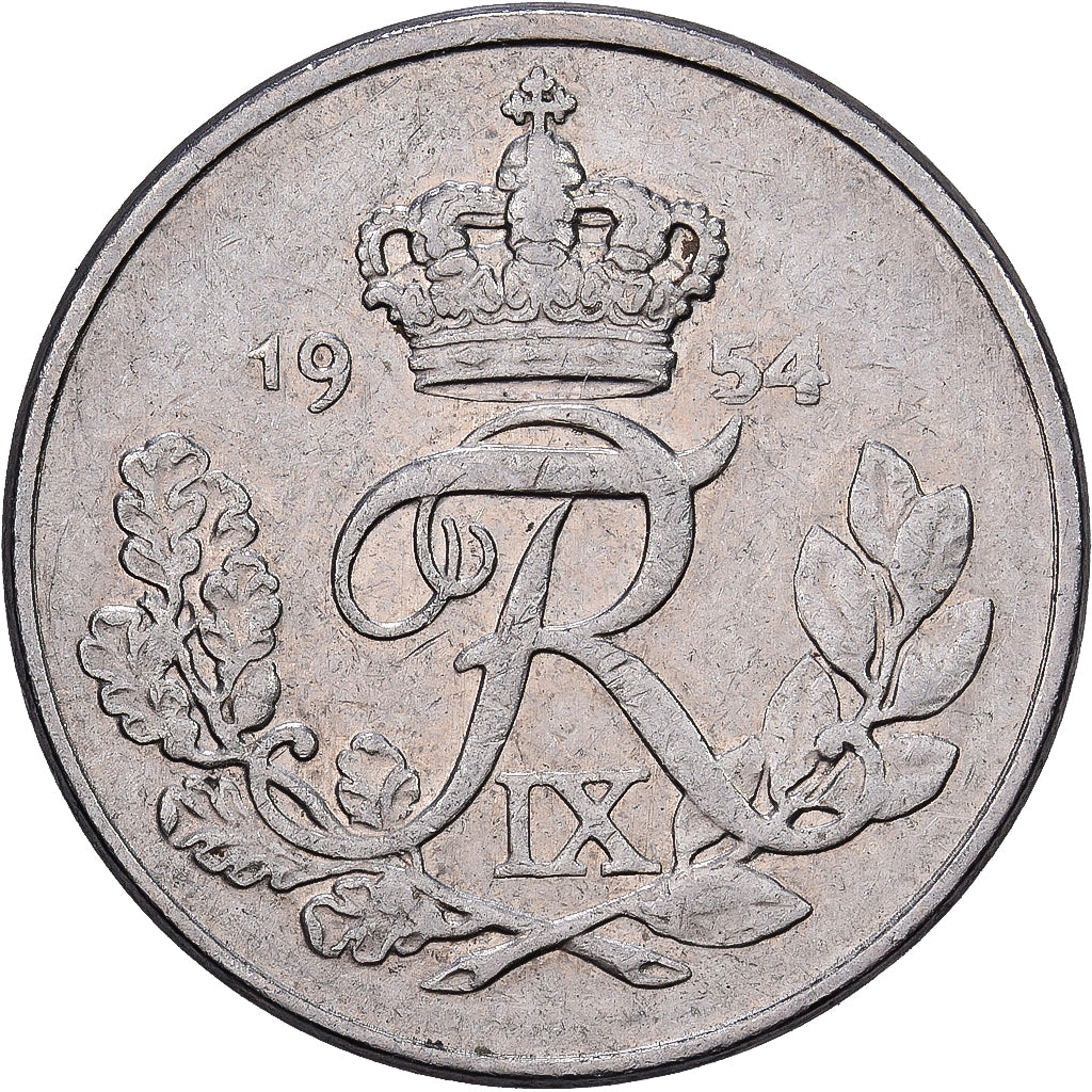 Münze, Dänemark, Frederik IX, 10 Öre, 1954, Copenhagen, S+, Copper-nickel