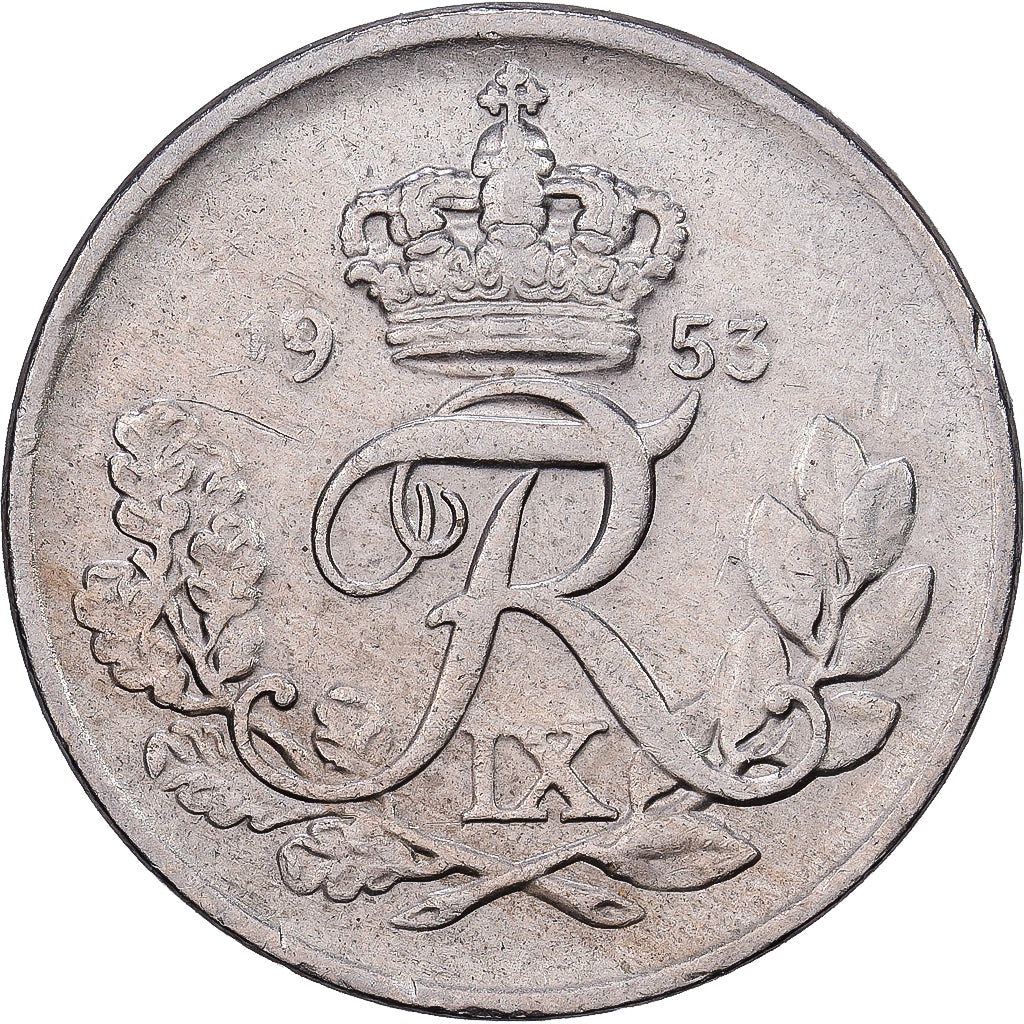 Denemarken, Frederik IX, 10 Öre, 1953, Copenhagen, Cupro-nikkel, FR+, KM:841.1