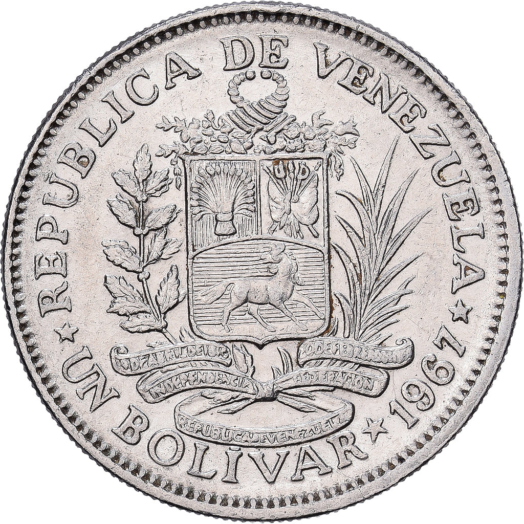 Venezuela, Bolivar, 1967, British Royal Mint, Nikiel, AU(50-53), KM:42