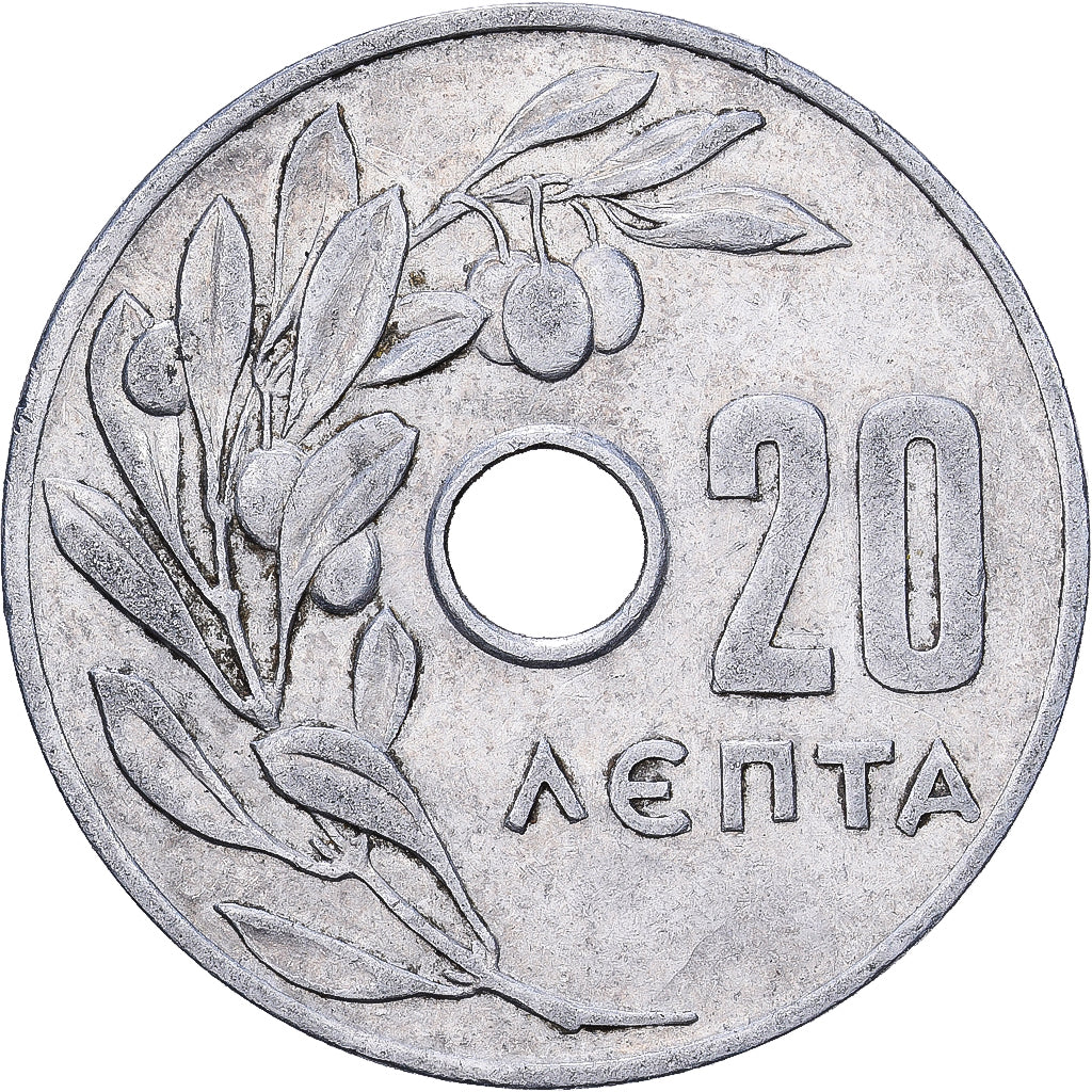 Grécia, 20 Lepta, 1966, Alumínio, VF(30-35), KM:79