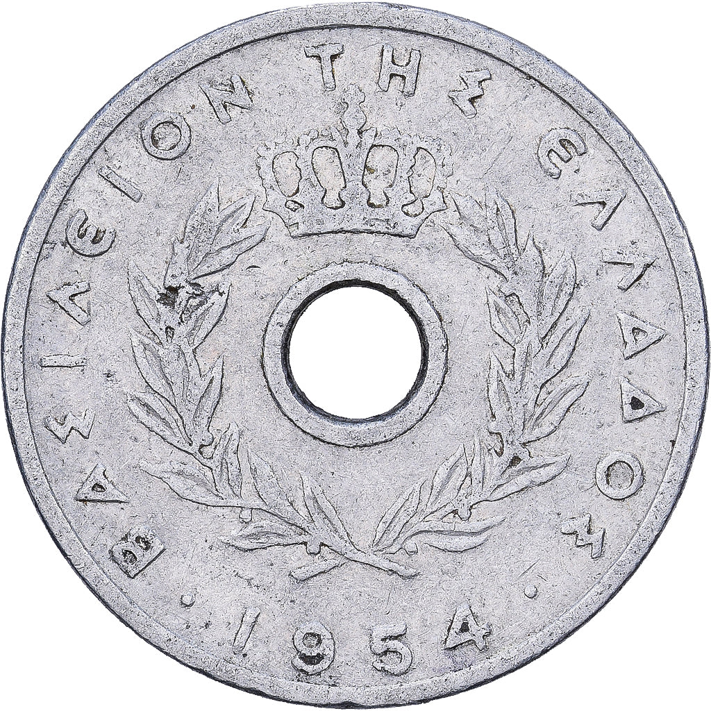 Grecia, 10 Lepta, 1954, Aluminio, BC+, KM:78