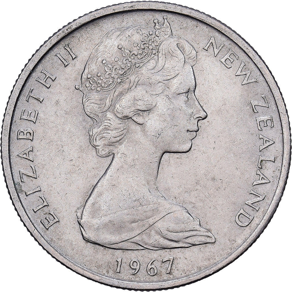 Nueva Zelanda, 5 Cents, 1967, Royal Mint, Cupronickel, BC+