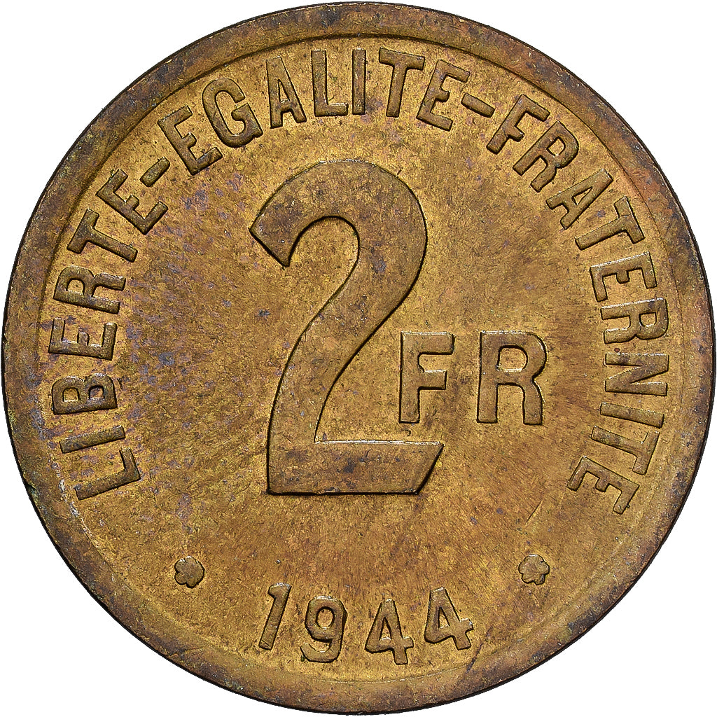Francia, 2 Francs, 1944, Philadelphia, Rame-alluminio, BB, Gadoury:537