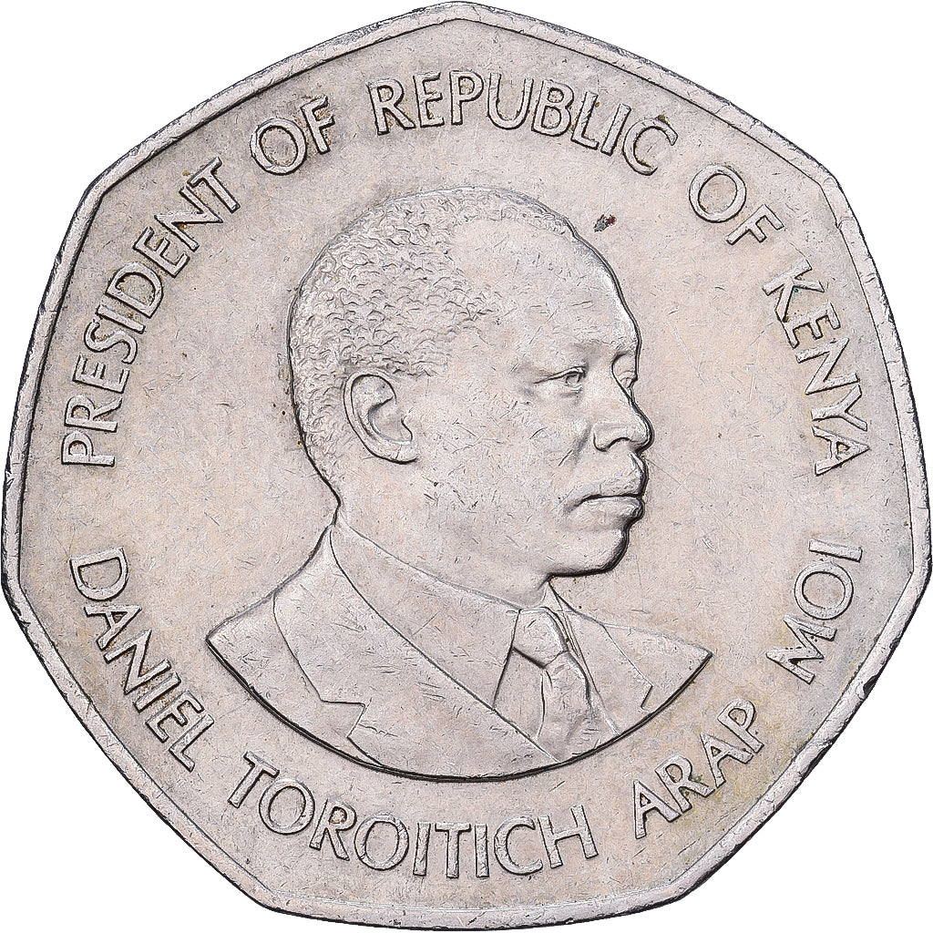 Kenya, 5 Shillings, 1985, British Royal Mint, Nickel plated steel, EF(40-45)