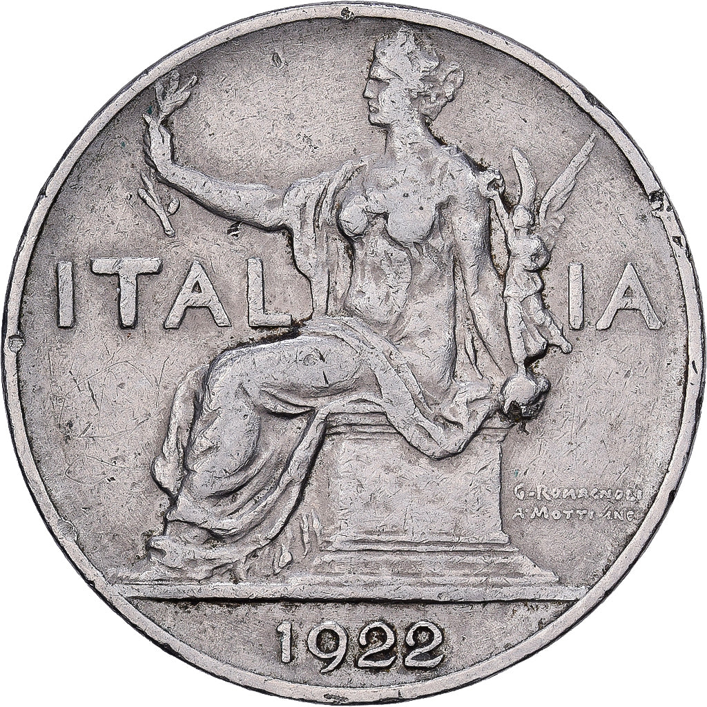Italy, Vittorio Emanuele III, Lira, 1922, Rome, Nickel, EF(40-45), KM:62
