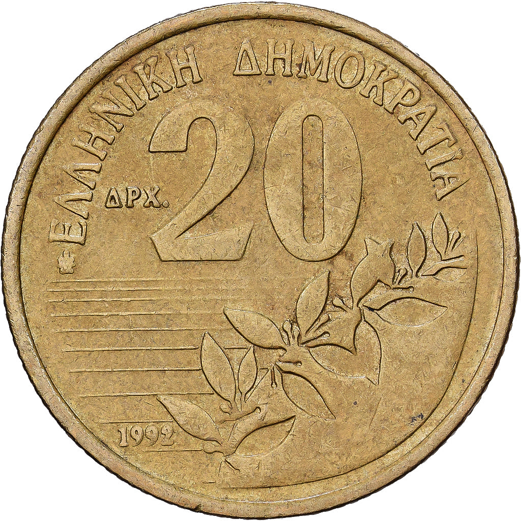 Greece, 20 Drachmes, 1992, Athens, Aluminum-Bronze, VF(30-35), KM:154