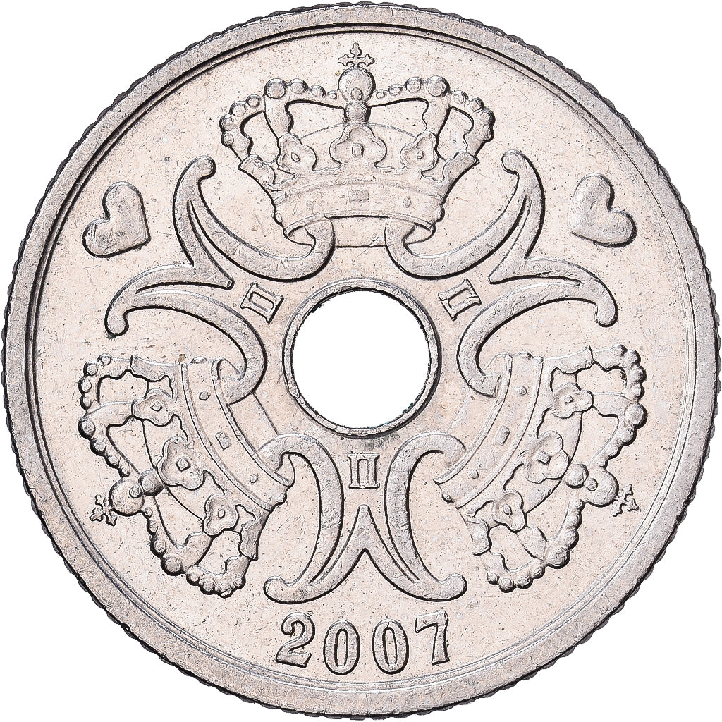 Denmark, Margrethe II, 5 Kroner, 2007, Copenhagen, Cupronickel, AU(50-53)