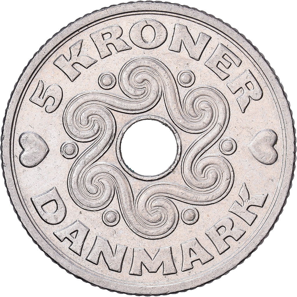 Denmark, Margrethe II, 5 Kroner, 2007, Copenhagen, Cupronickel, AU(50-53)