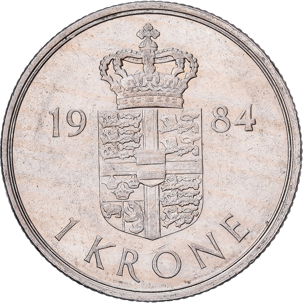 Denmark, Margrethe II, Krone, 1984, Copenhagen, Copper-nickel, AU(50-53)