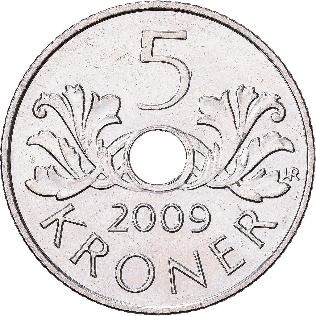 Noruega, Harald V, 5 Kroner, 2009, Cobre - níquel, EBC+, KM:463