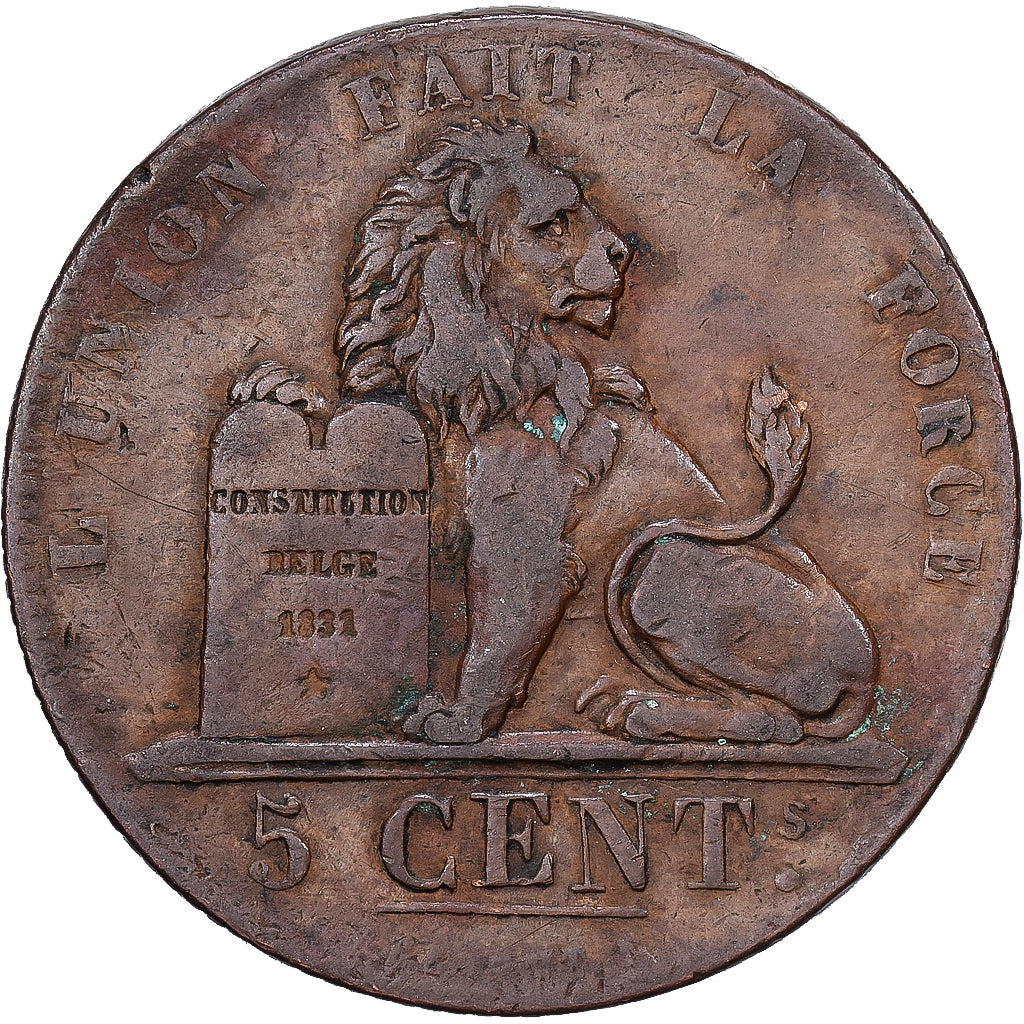 Belgium, Leopold I, 5 Centimes, 1837, Copper, VF(20-25), KM:5.2