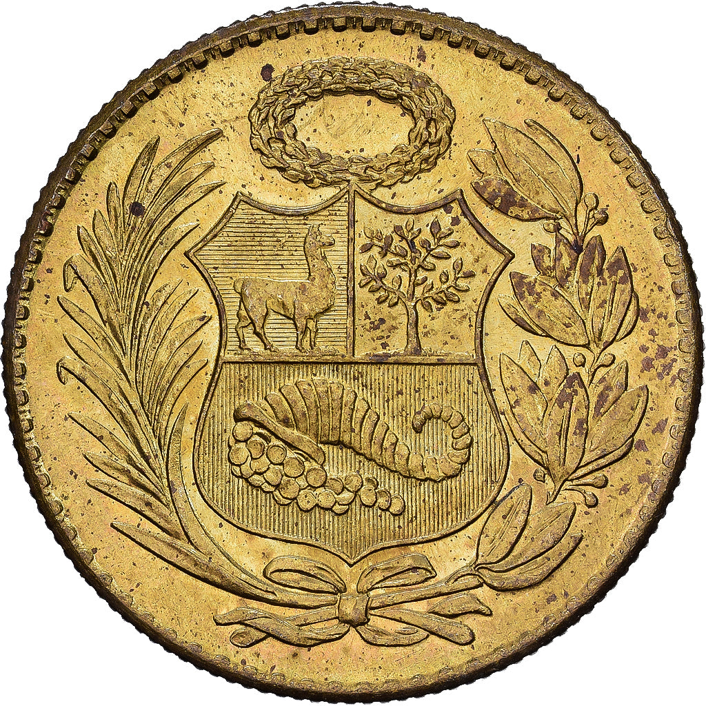 PERU, 1/2 Sol, 1960, KM #220.5, EF(40-45), Brass, 27.1