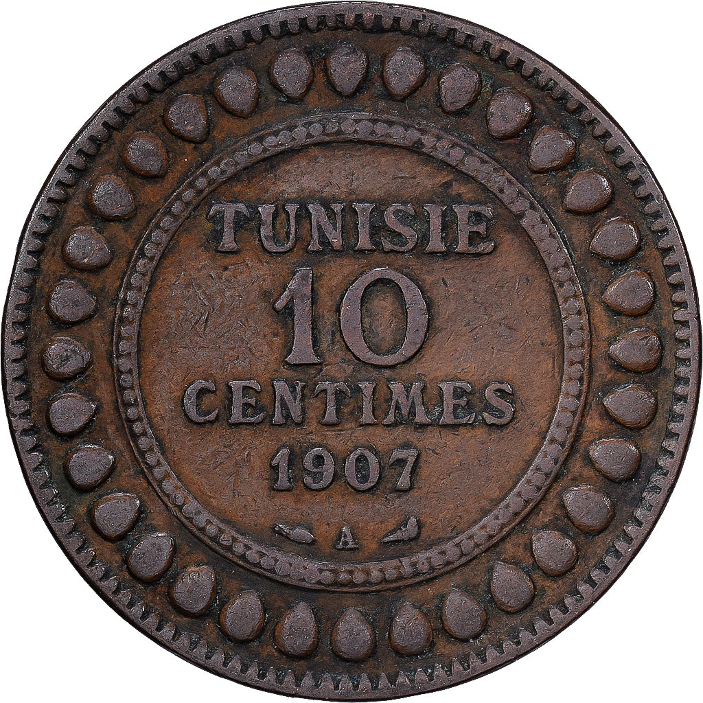 Tunisia, 10 Centimes, 1907, Monnaie de Paris, Bronze, AU(50-53), KM:236