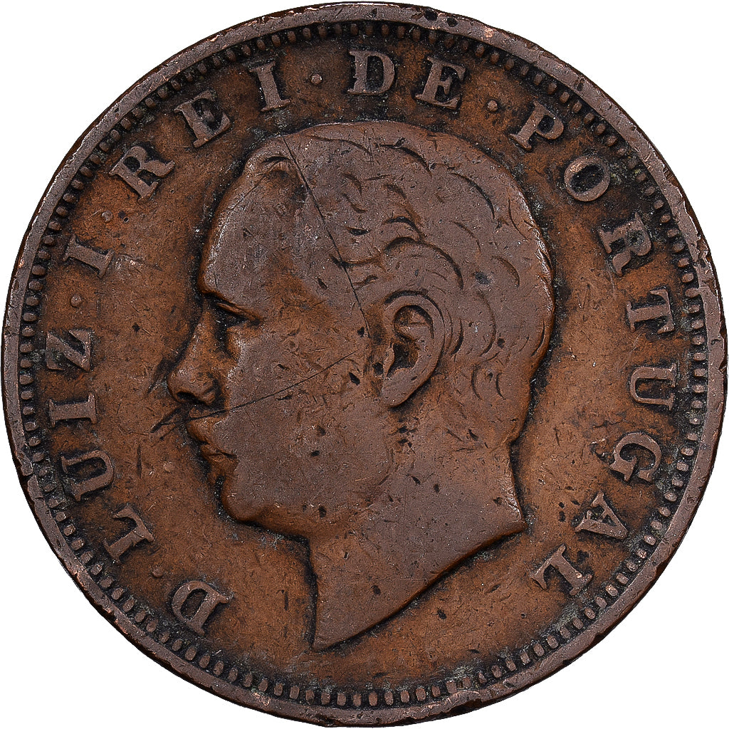 Portugal, Luiz I, 20 Reis, 1885, Bronce, BC+, KM:527
