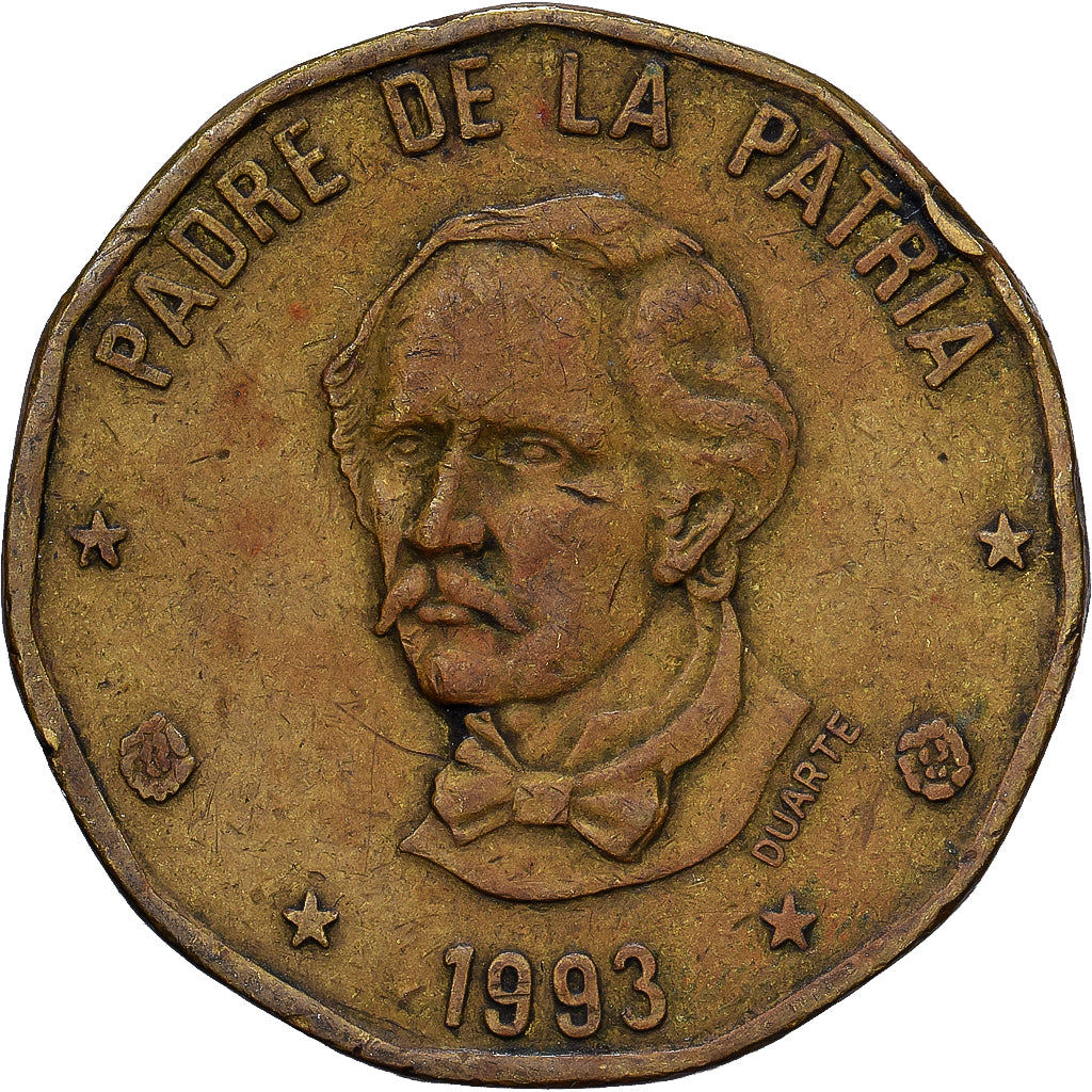 Dominican Republic, Peso, 1993, laiton, EF(40-45), KM:80.1