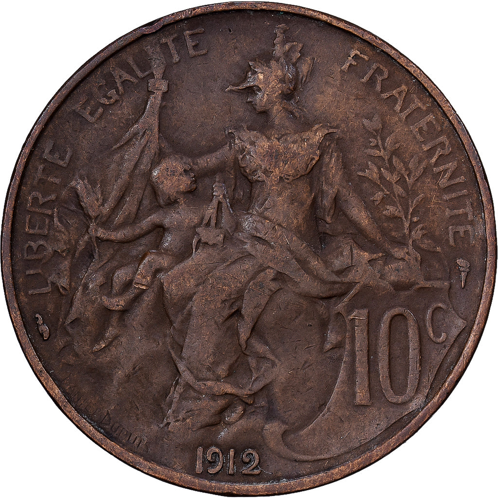 Frankrijk, 10 Centimes, Dupuis, 1912, Bronzen, FR+, Gadoury:277, KM:843