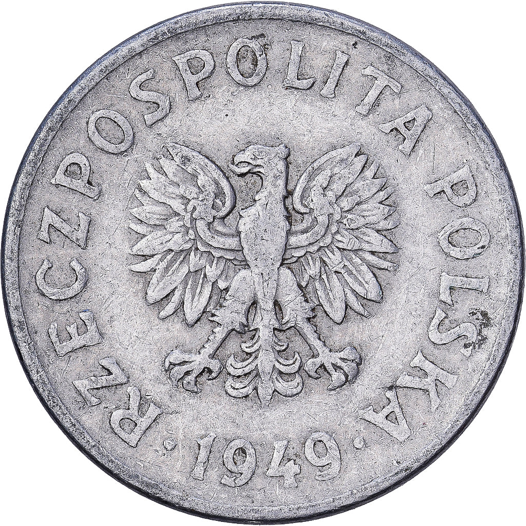 Polonia, 20 Groszy, 1949, Warsaw, Aluminio, MBC, KM:A47