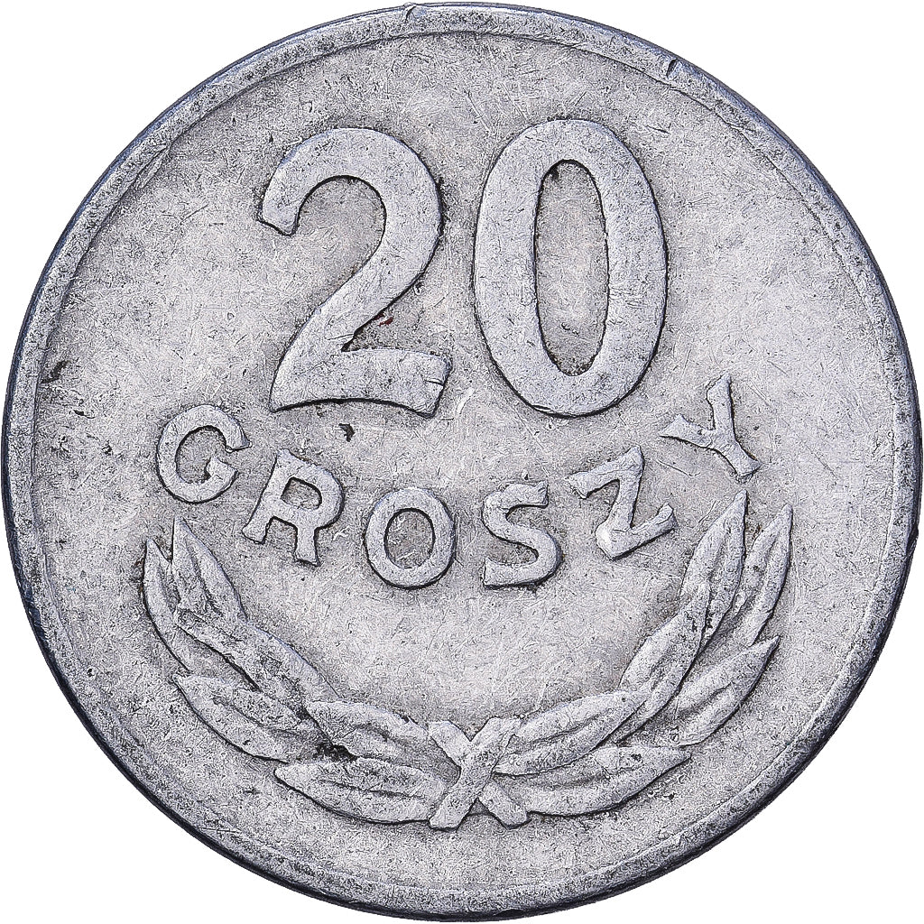 Polonia, 20 Groszy, 1949, Warsaw, Aluminio, MBC, KM:A47