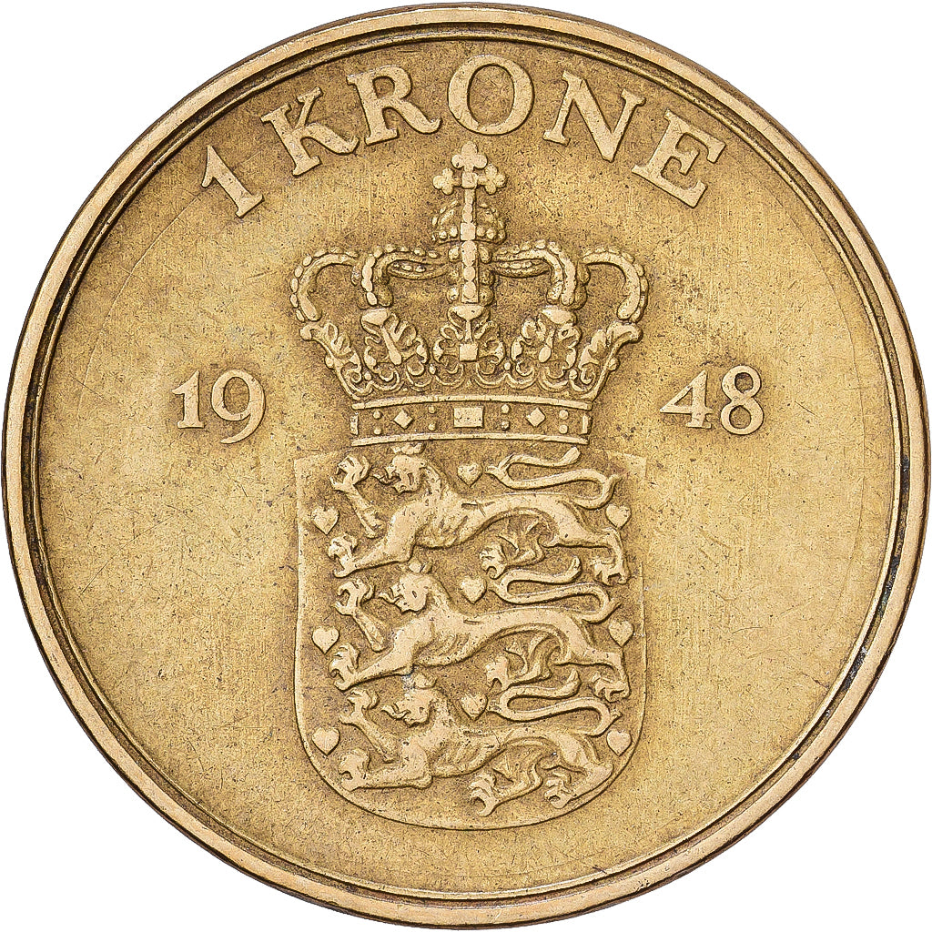 Dänemark, Frederik IX, Krone, 1948, Copenhagen, Aluminum-Bronze, S+, KM:837.1