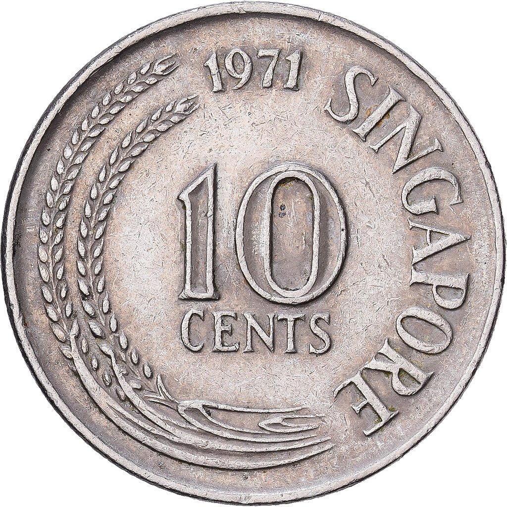 Singapore, 10 Cents, 1971, Singapore Mint, Copper-nickel, EF(40-45), KM:3