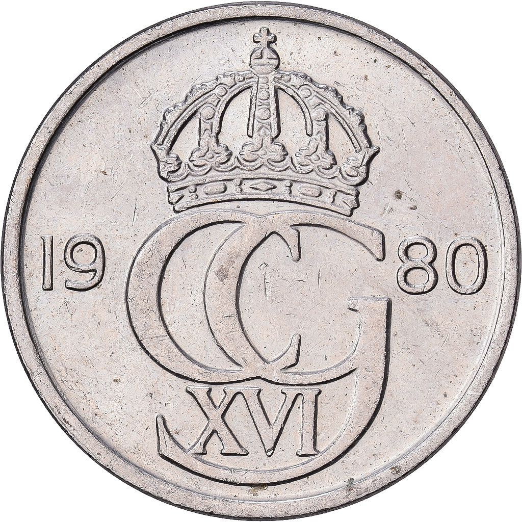 Schweden, Carl XVI Gustaf, 50 Öre, 1980, Kupfer-Nickel, SS+, KM:855