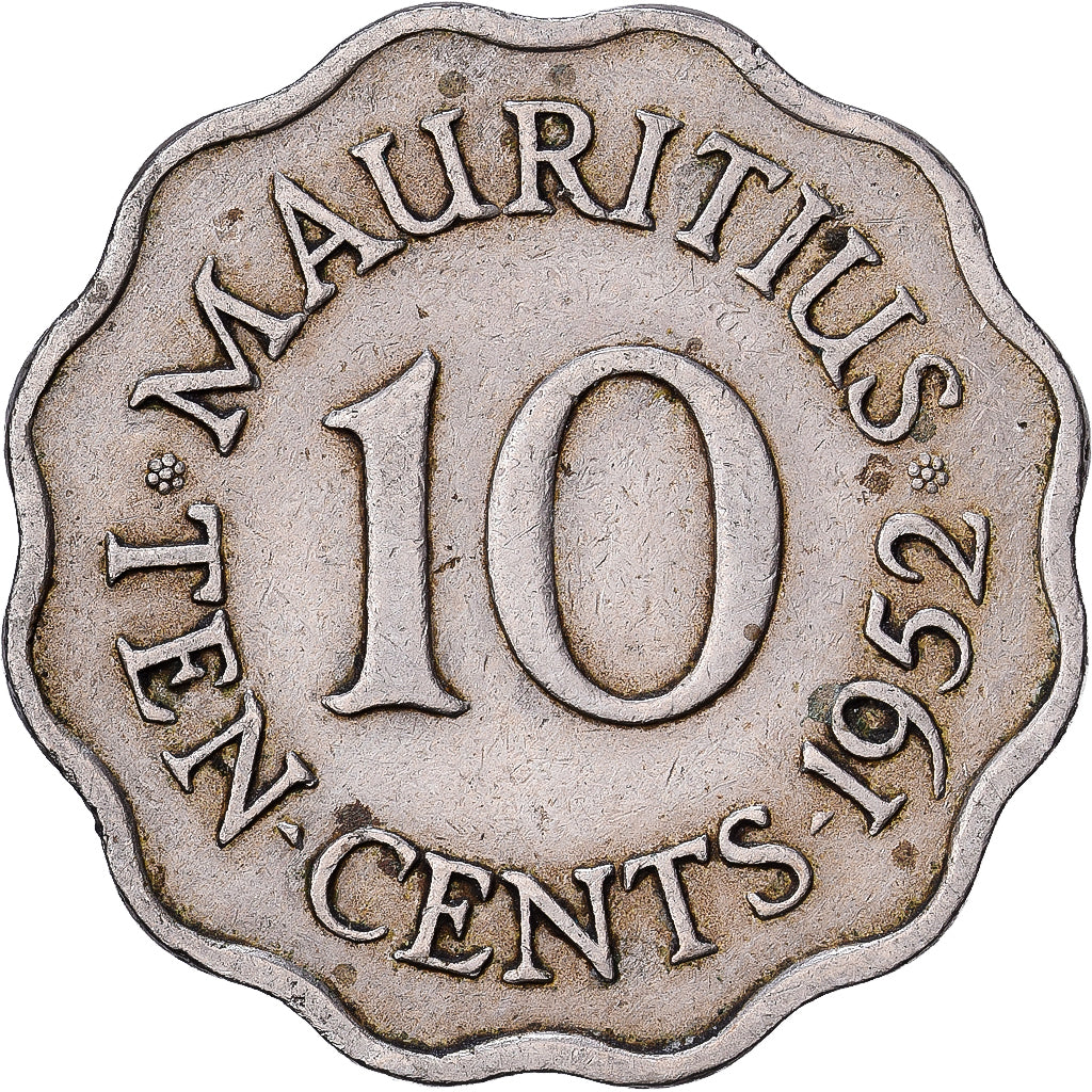 Mauritius, George VI, 10 Cents, 1952, Copper-nickel, EF(40-45), KM:30