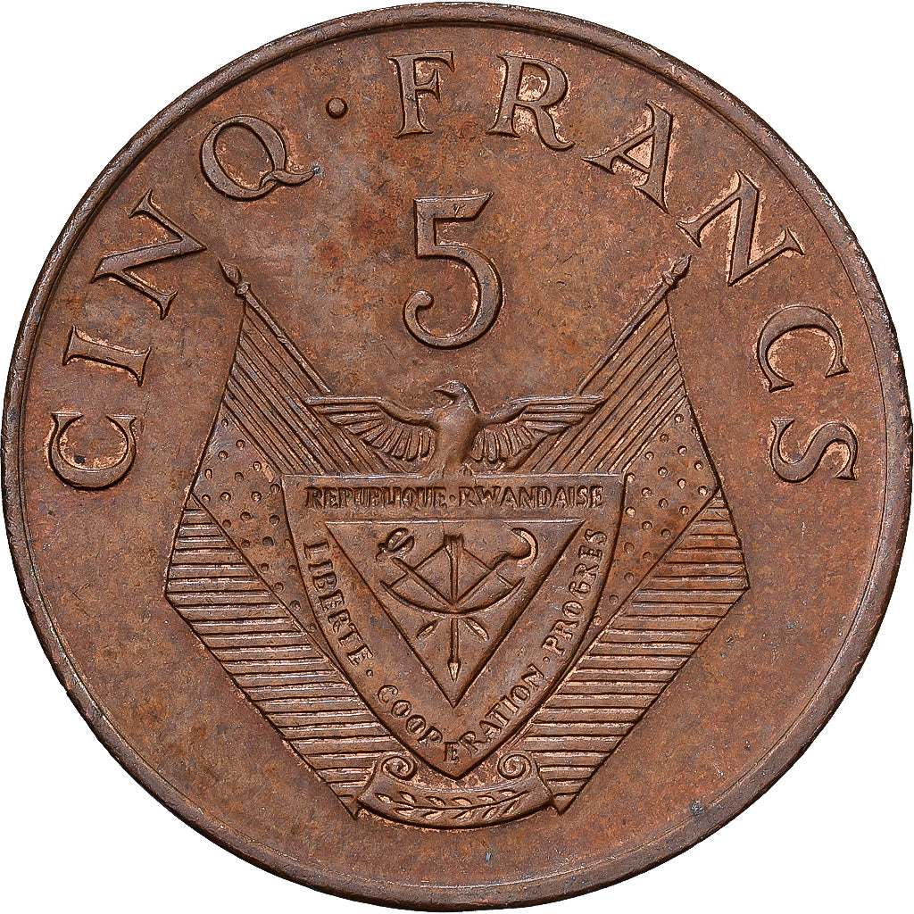 Ruanda, 5 Francs, 1974, British Royal Mint, Bronze, S, KM:13