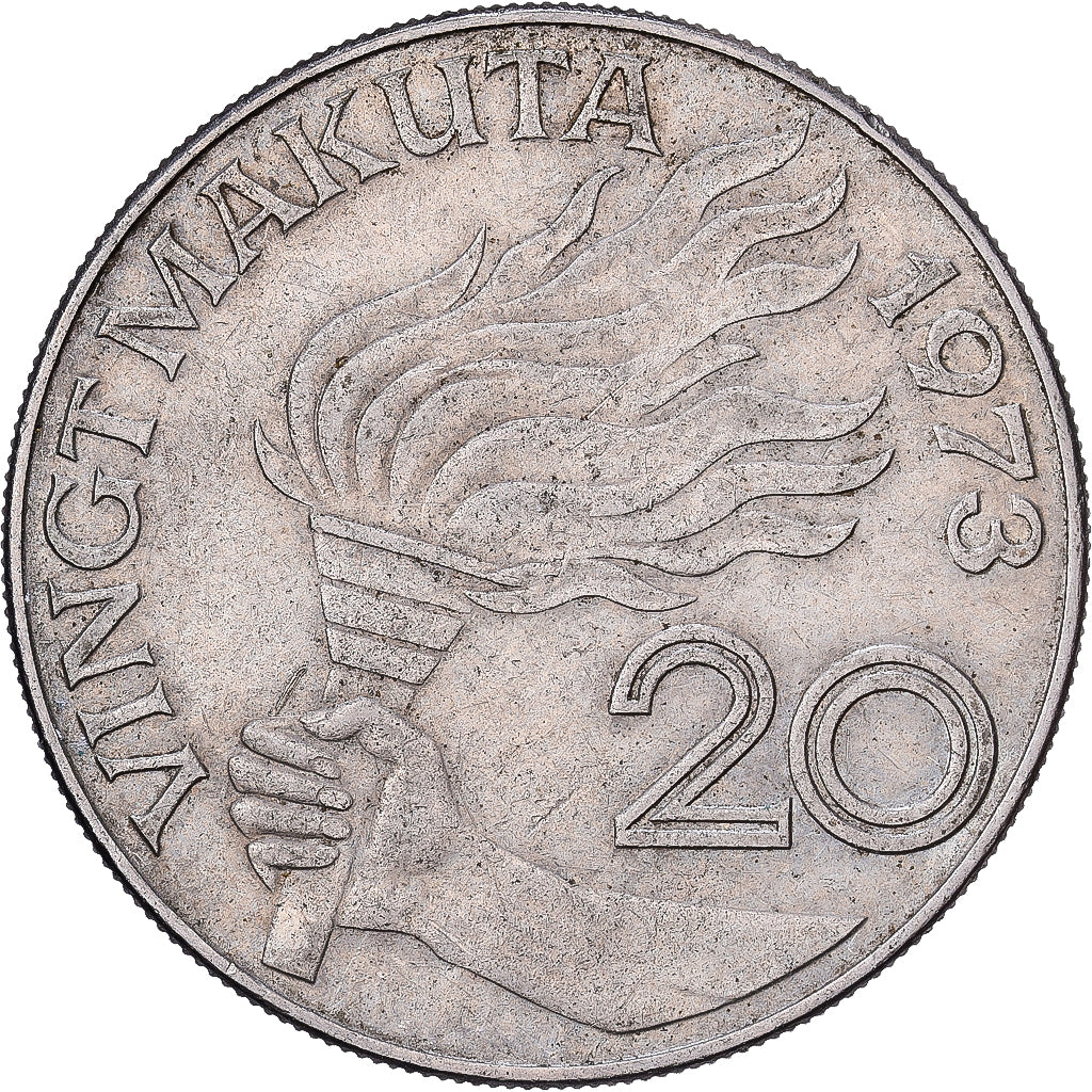 Zaire, 20 Makuta, 1973, Copper-nickel, VF(30-35), KM:8