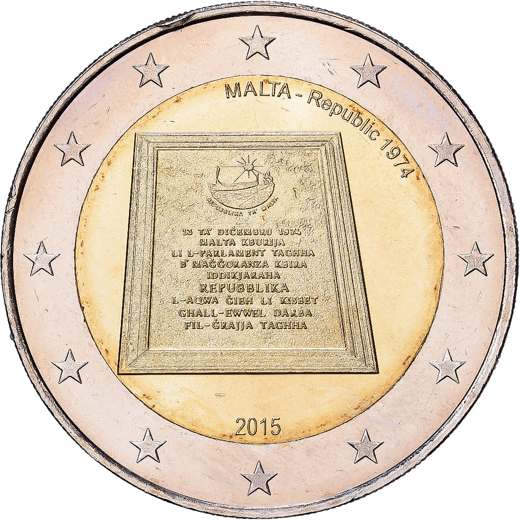 Malta, 2 Euro, 2015, Bi-Metallic, MS(60-62), KM:167