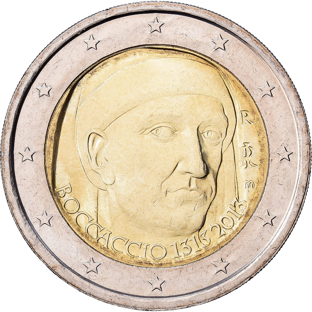 Italia, 2 Euro, 700e anniversaire de la naissance de Giovanni Boccaccio
