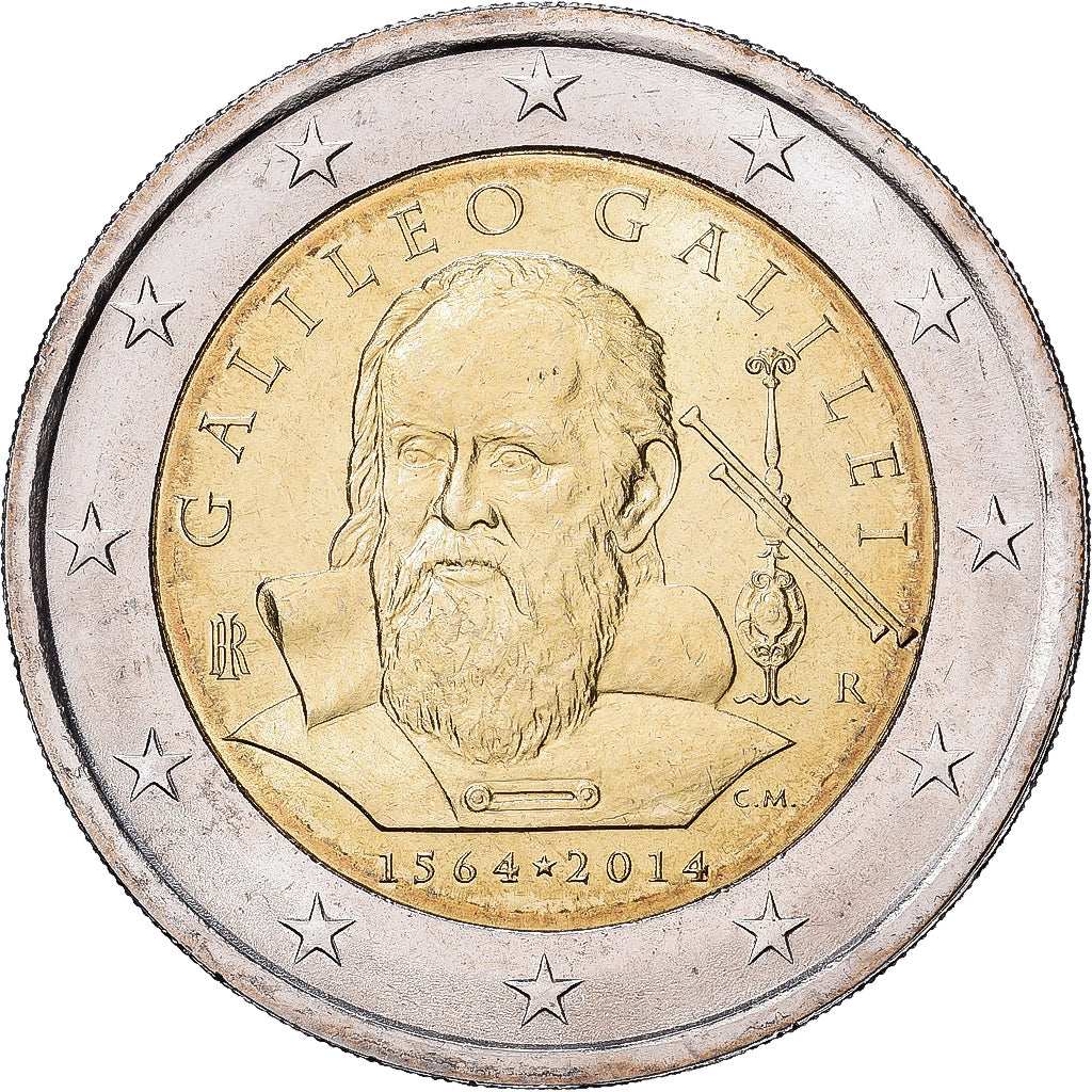 Italie, 2 Euro, 450e anniversaire de la naissance du savant Galilée